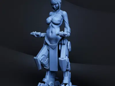 Cyborg girl 3D print model