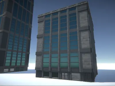 Modular Building Set Low-poly 3D model