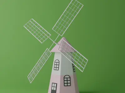 Cartoon Pink Windmill Low-poly 3D model
