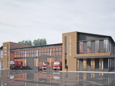fire station Low-poly 3D model