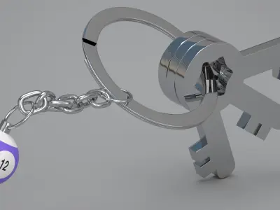 12 Snooker Ball with Keychain 3D model