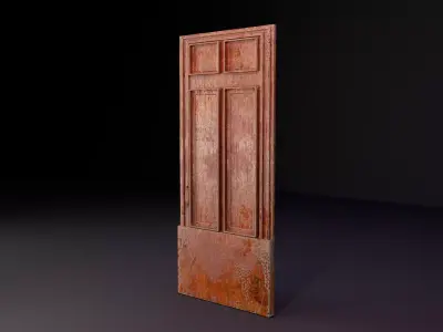 Vintage Distressed Wood Door Game Asset Low-poly 3D model