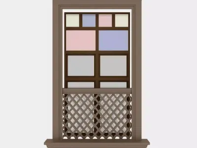 Pavilion Window 3 Low-poly 3D model