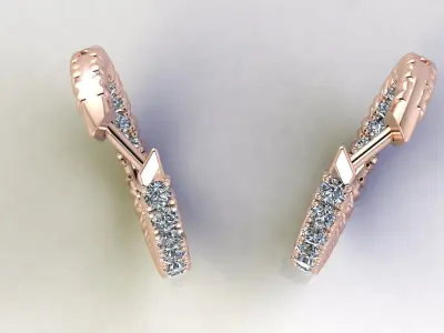 Diamond Hoop Earrings Creole 3D print model
