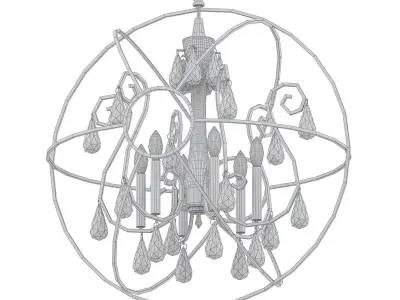 Solaris 6 chandelier with globe shape and crystals 3D model