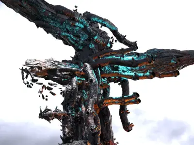 Cyberpunk asteroid Ore Wraith tree 2 3D model