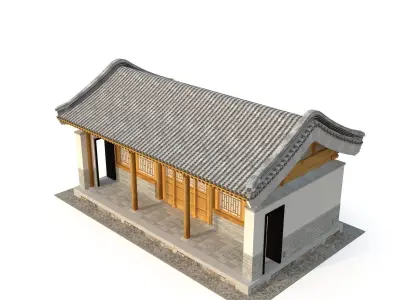 Ancient Chinese Architecture Distribution room 03 Low-poly 3D model