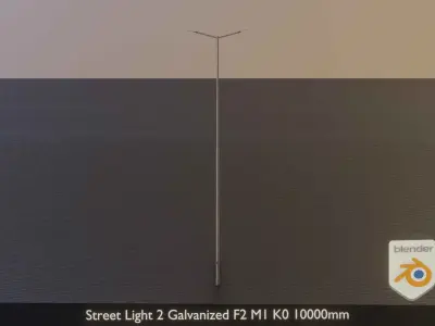 Street Light 2 Galvanized F2 M1 K0 10000mm Low-poly 3D model