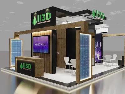 Exhibition Stand Stall Four Side Open 8X9 3D model