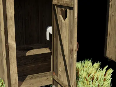 Out House toilet High Low Plygon Low-poly 3D model