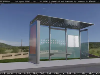 Bus Stop Version 1 Low-poly 3D model