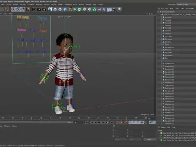  Little African Boy Light Skin in Summer Outfit Rigged for Cinema 4D 