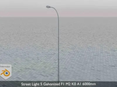 Street Light 5 Galvanized F1 M2 K0 A1 6000mm  Low-poly 3D model