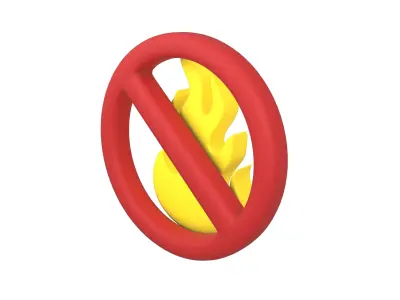 No Fire Icon V1 004 Low-poly 3D model