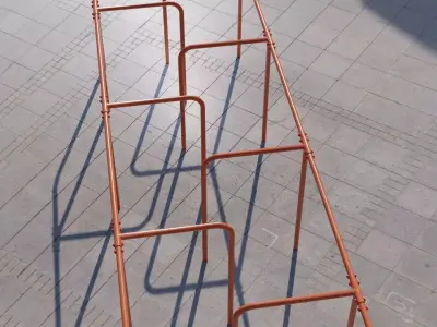 Outdoor Calisthenics Rig Labyrinth Orange Low-poly 3D model