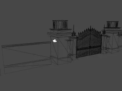 Gardenwall gate Low-poly 3D model