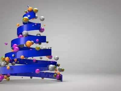 Animated 3D Ribbon Christmas Tree 3D model