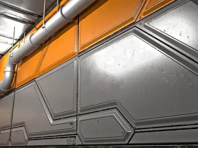 sci-fi walls - modular kit Low-poly 3D model