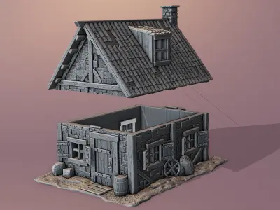 Medieval house 3D print model