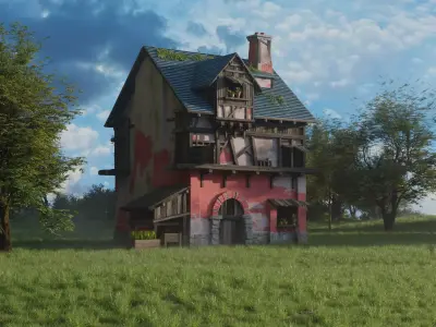 Medieval House Environment Realistic 3D Nature Scene in Blender 3D model