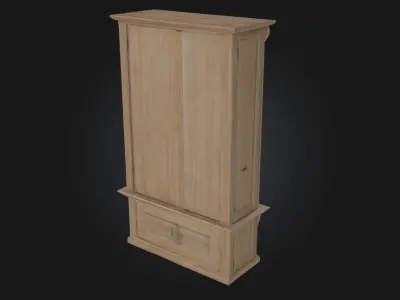 Vintage Display Cabinet  Classic Wooden Showcase with Glass  3D model