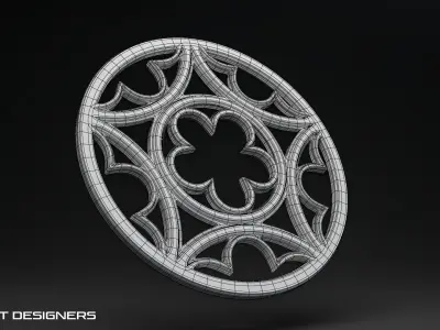 Round Gothic Window 3D model
