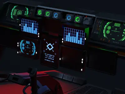 Spaceship cockpit w Pilot seat Mid poly 3D model