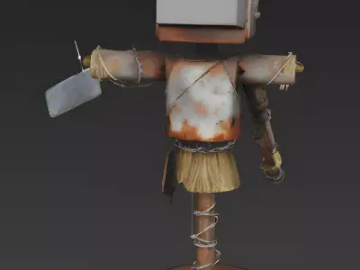 Post-Apocalyptic Junk Scarecrow 3D Model Low-poly 3D model