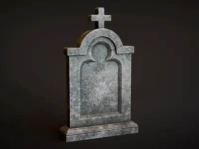 Stepped Arch Tombstone Low-poly 3D model