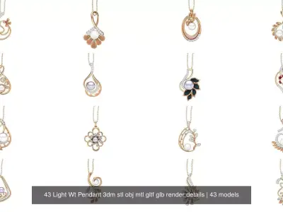 43 Light Wt Flower Leaves Nature Pendant 3dm stl obj mtl gltf 3D Model Pack