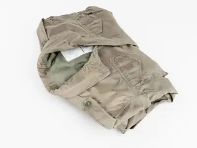 Olive Green military folded uniform field coat jacket  3D model