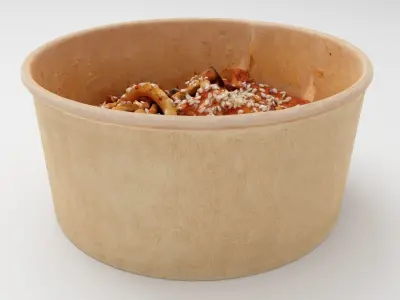 Udon Poke bowl lunch noodles with beef korean asian meal 3D model