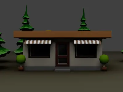 Low poly model of a diner Low-poly 3D model