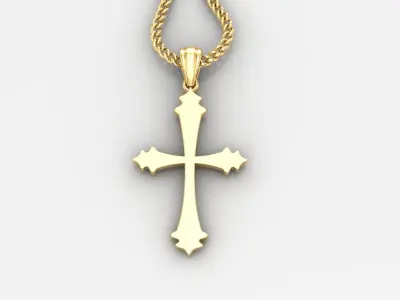 Light Gold 18K Cross Pendant 1CP016 3D print model
