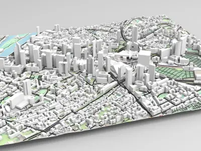 Cityscape Paris France fragment city 3D model purchase