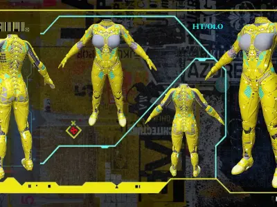 Sci Fi Cyberpunk Female Suit Low-poly 3D model