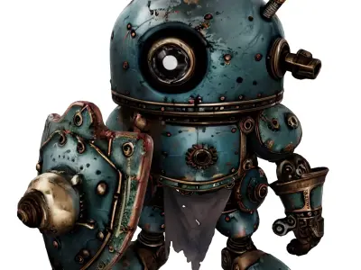 Steampunk Battle Bot  Low-poly 3D model