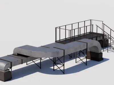 Rooftop Stairs 01 Low-poly 3D model