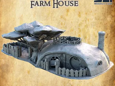 Halfling Farm House Tabletop Terrain 28 MM 3D print model
