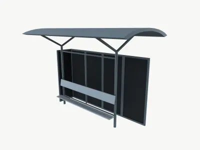 Public bus stop Low-poly 3D model
