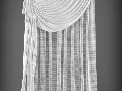Curtains curtain draped on wall Low-poly 3D model