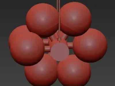 Creig wooden pendant light with five glass balls 3D model
