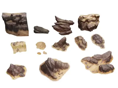 Desert Rocks Sandstone Landscape Pack Low-poly 3D model