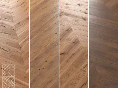 Boen Oak Parquet - Herringbone -Chevron and Linear -Set of 5 3D model
