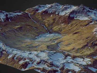 Frozen Mountains - World Machine Low-poly 3D model