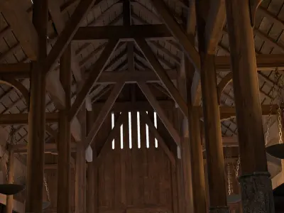 wooden house interior Free 3D model