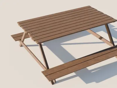 Picnic Bench  Low-poly 3D model