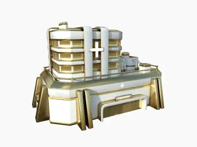 SciFi Hospital A11 Gold - Sci Fi Exterior Design Low-poly 3D model