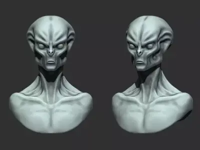 Alien Bust 8 - Sculpture Detailed 3D STL 3D print model
