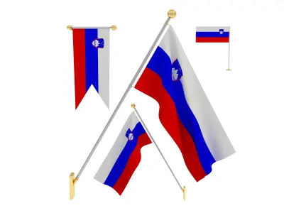 Flags of Slovenia 3D model
